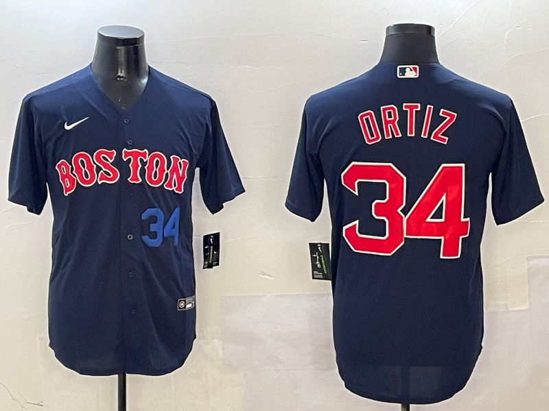 Men Boston Red Sox #34 Ortiz Blue Game 2025 Nike MLB Jersey style 4